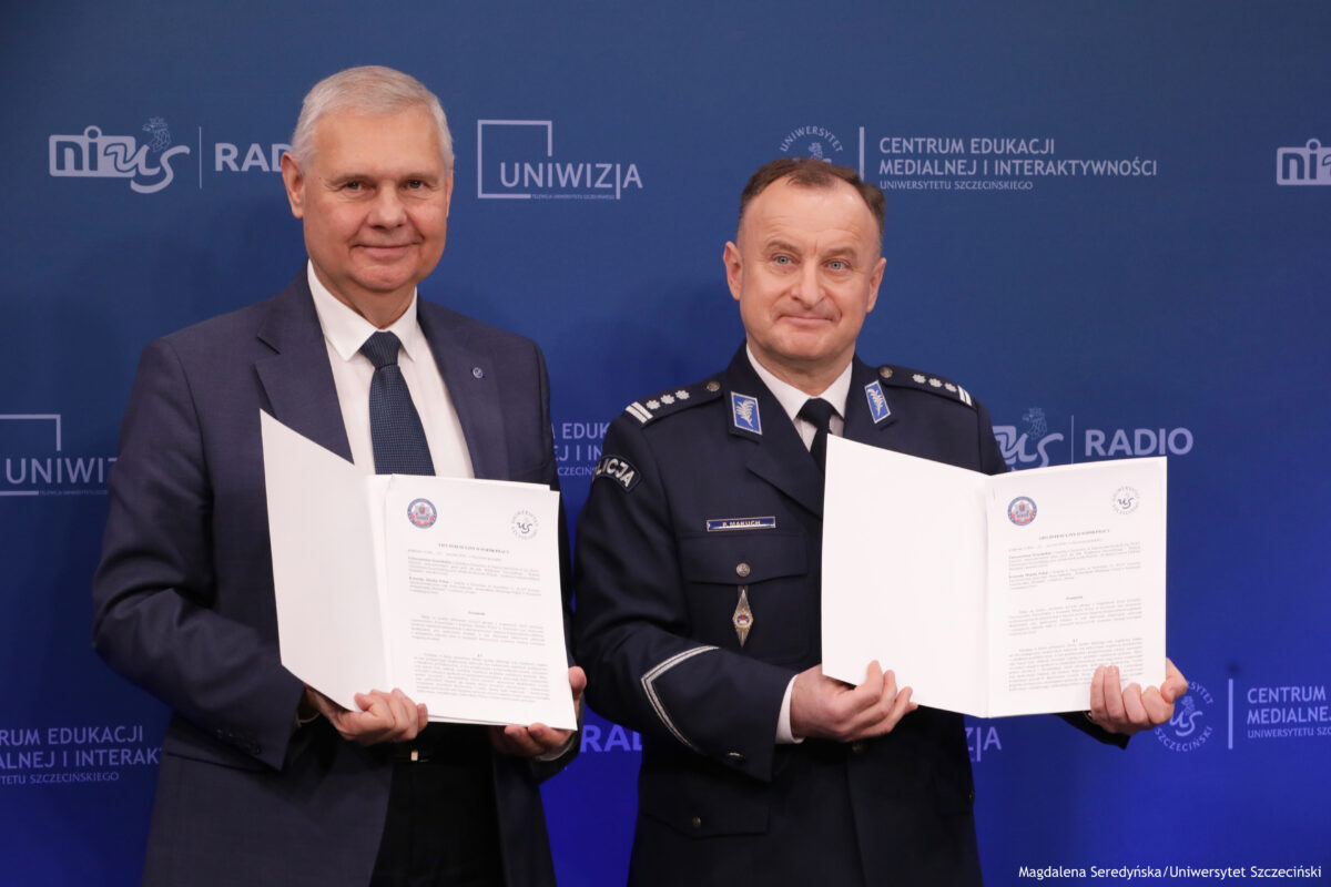 Podpisanie listu intencyjnego pomiędzy Uniwersytetem Szczecińskim a Komendą Miejską Policji w Szczecinie