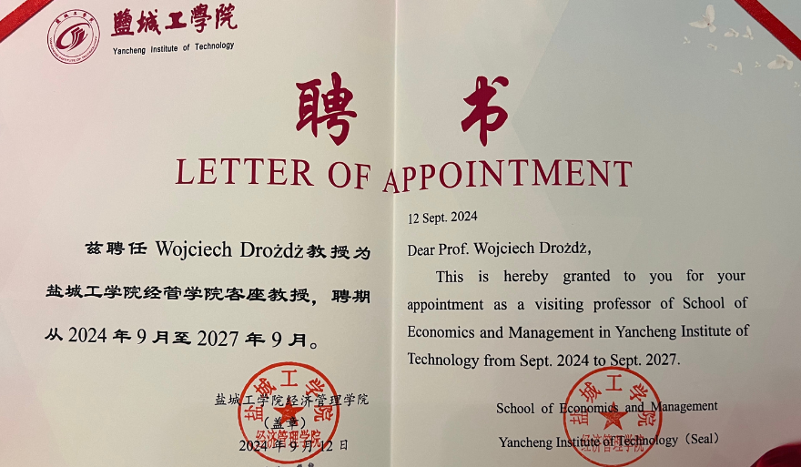 Współpraca Uniwersytetu Szczecińskiego z Yancheng Institute of Technology