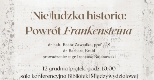 Spotkanie poświęcone powieści „Frankenstein”